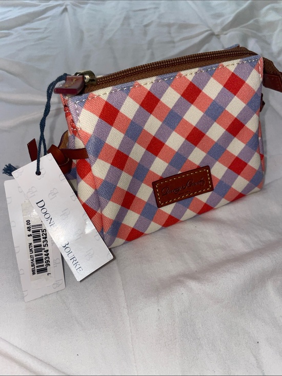 Dooney & Bourke Handbags - NWT Dooney & Bourke Red, Cream, and Lavender Gingham Mini Pouch